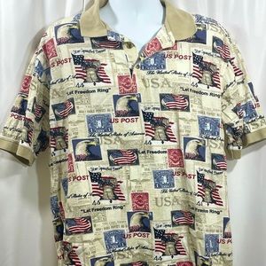 US Post Stamp Tan Graphic Logo Shirt Men’s Large